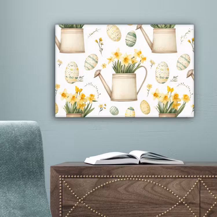Gieter - Bloemen - Eieren canvas 2cm klein -sfeer4