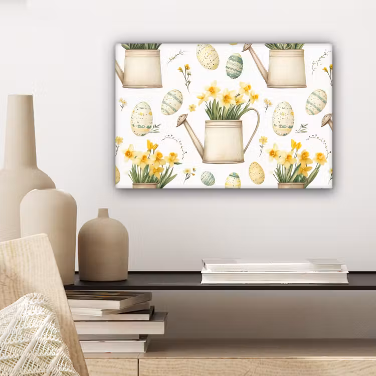 Gieter - Bloemen - Eieren canvas 2cm klein -sfeer6