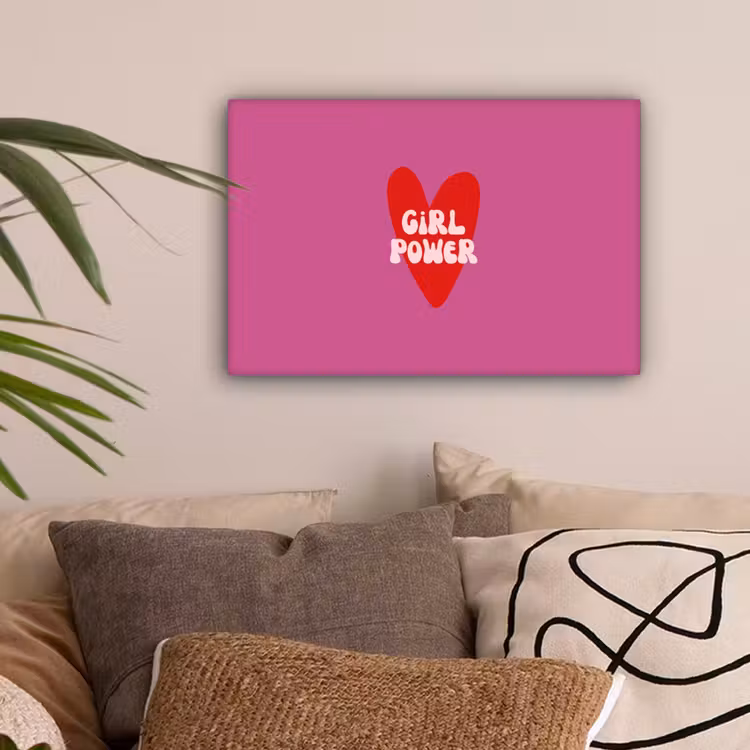 Girl power - Hart - Roze - Rood canvas 2cm klein -sfeer1