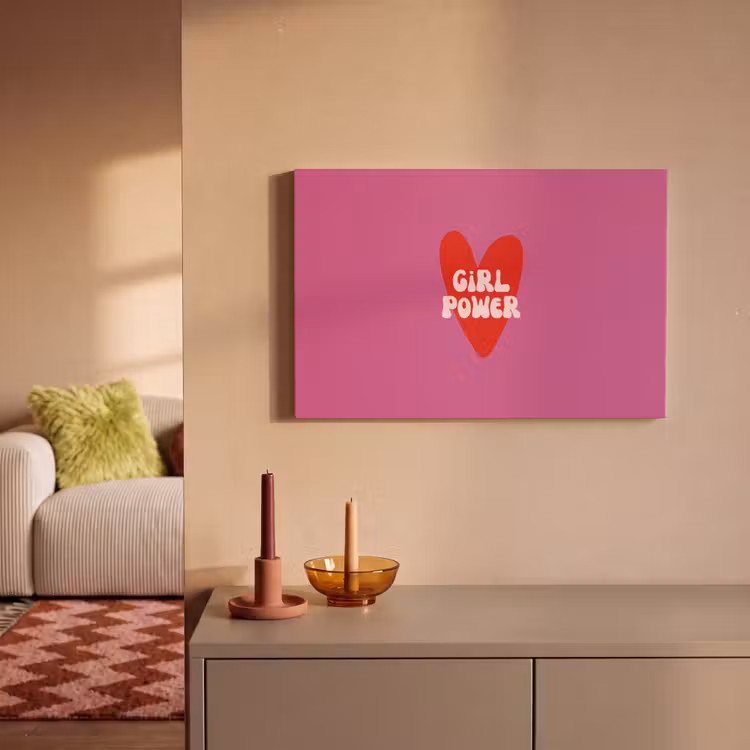 Girl power - Hart - Roze - Rood canvas 2cm klein -sfeer1
