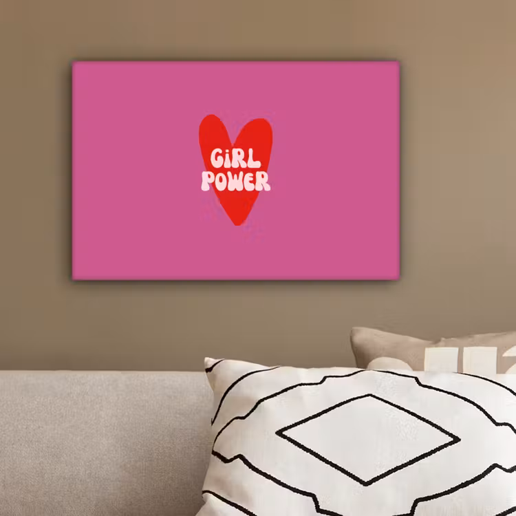 Girl power - Hart - Roze - Rood canvas 2cm klein -sfeer3