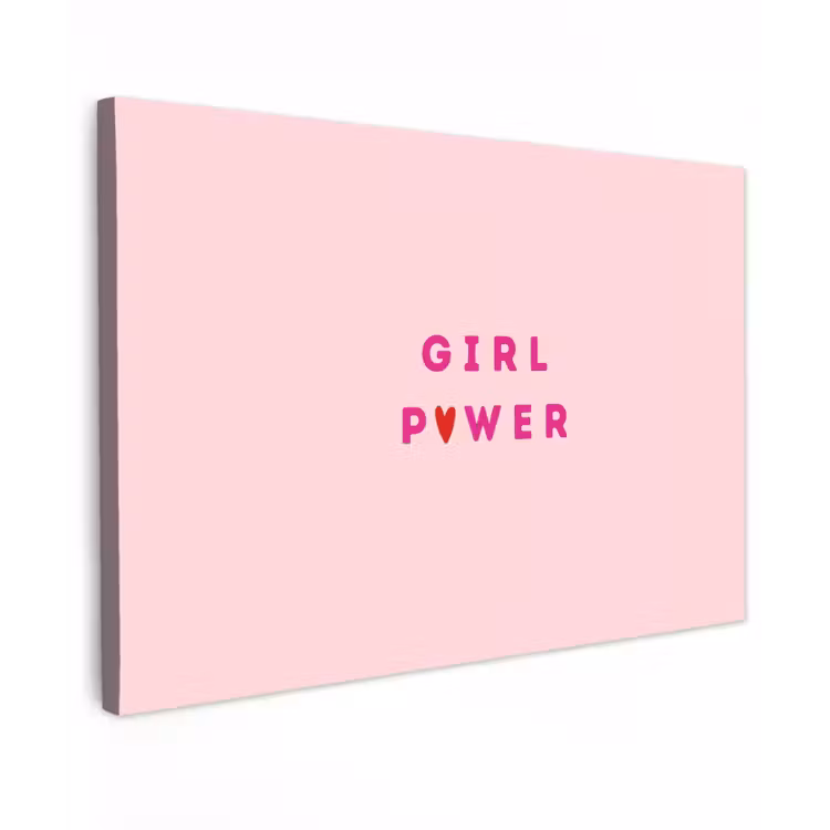 Girl power - Roze - Hartje canvas 2cm klein -z3d