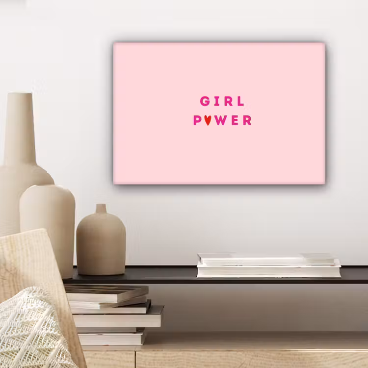 Girl power - Roze - Hartje canvas 2cm klein -sfeer6