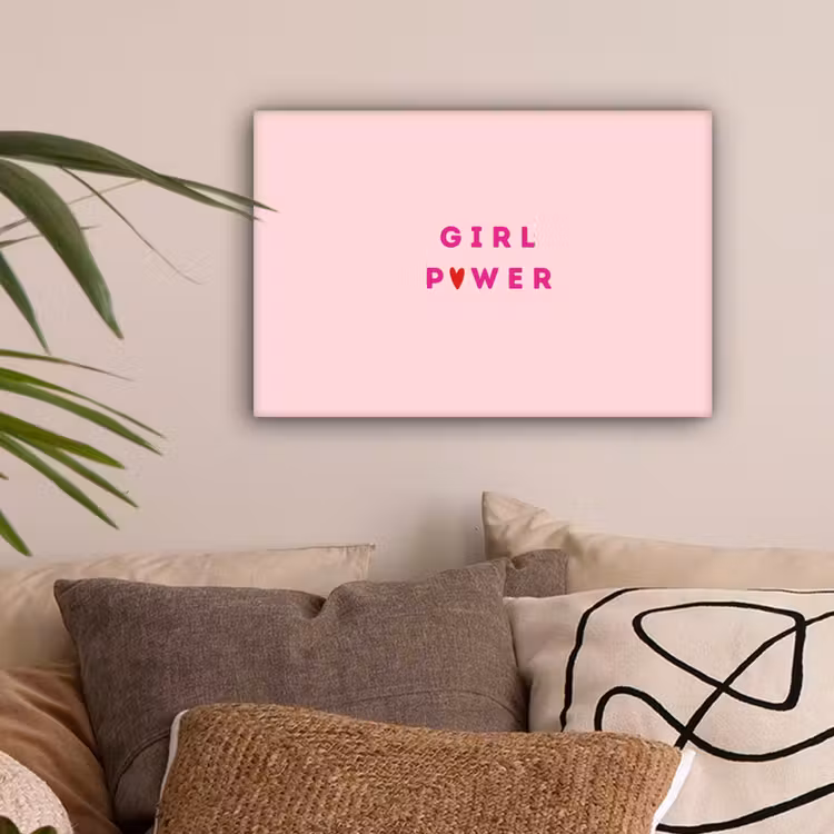 Girl power - Roze - Hartje canvas 2cm klein -sfeer1