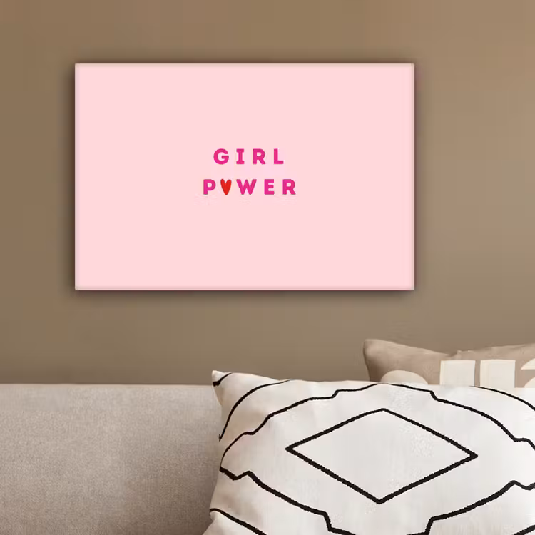 Girl power - Roze - Hartje canvas 2cm klein -sfeer3