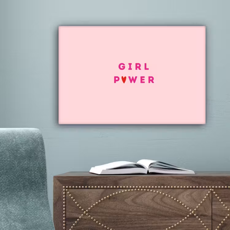 Girl power - Roze - Hartje canvas 2cm klein -sfeer4