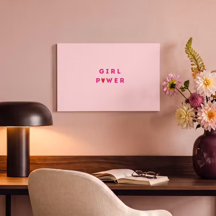 Girl power - Roze - Hartje canvas 2cm klein -sfeer4