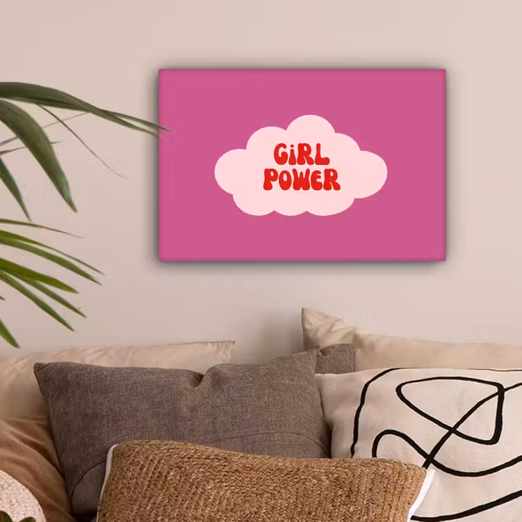 Girl power - Wolk - Roze canvas 2cm klein -sfeer1