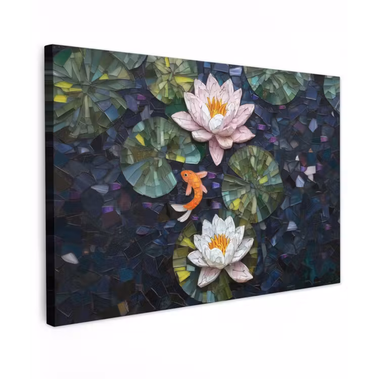 Glasstukjes - Leliebladeren - Vis - Oranje canvas 2cm klein -z3d