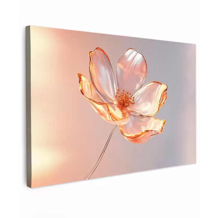 Glazen - Bloem - Roze canvas 2cm klein -z3d