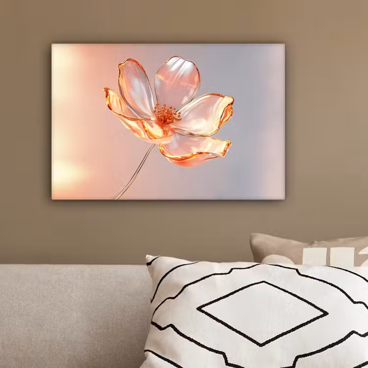Glazen - Bloem - Roze canvas 2cm klein -sfeer3