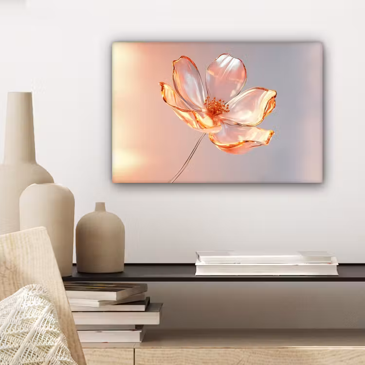 Glazen - Bloem - Roze canvas 2cm klein -sfeer6