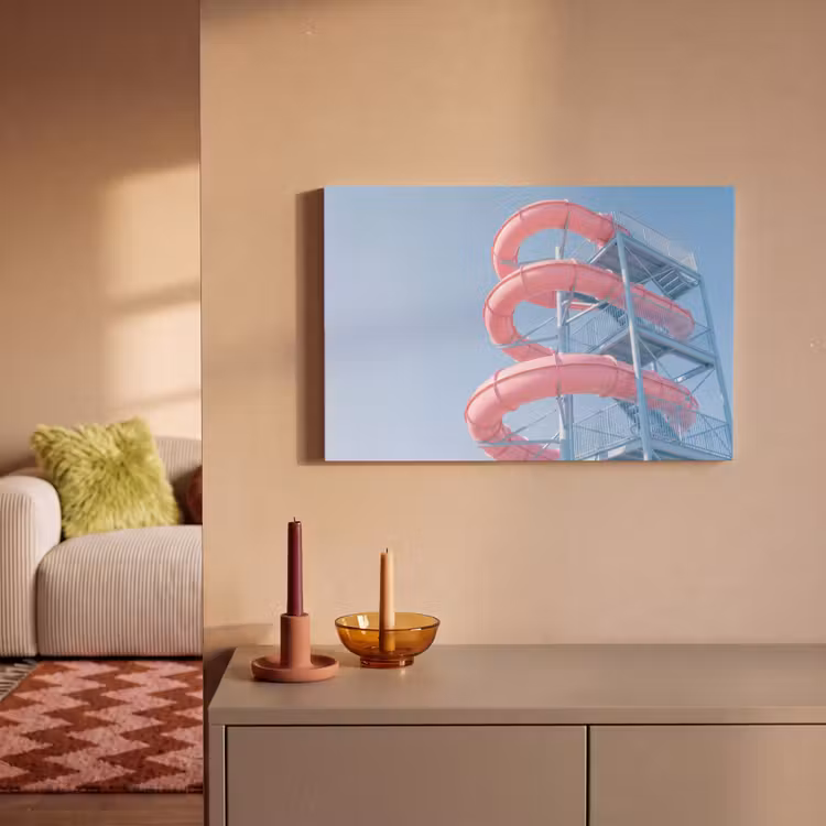 Glijbaan - Waterpark - Spiraal - Modern - Roze canvas 2cm klein -sfeer1