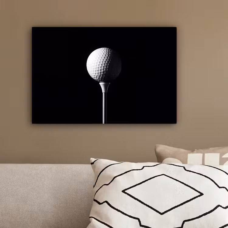 Golfbal - Minimalistisch - Wit canvas 2cm klein -sfeer3