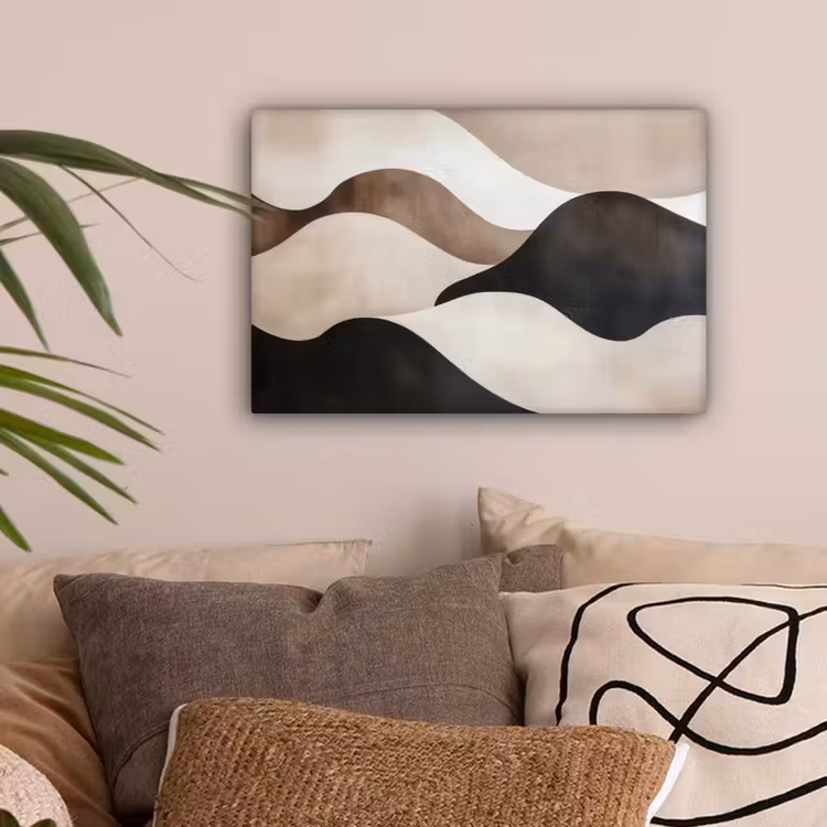 Golven - Abstract - Beige canvas 2cm klein -sfeer1
