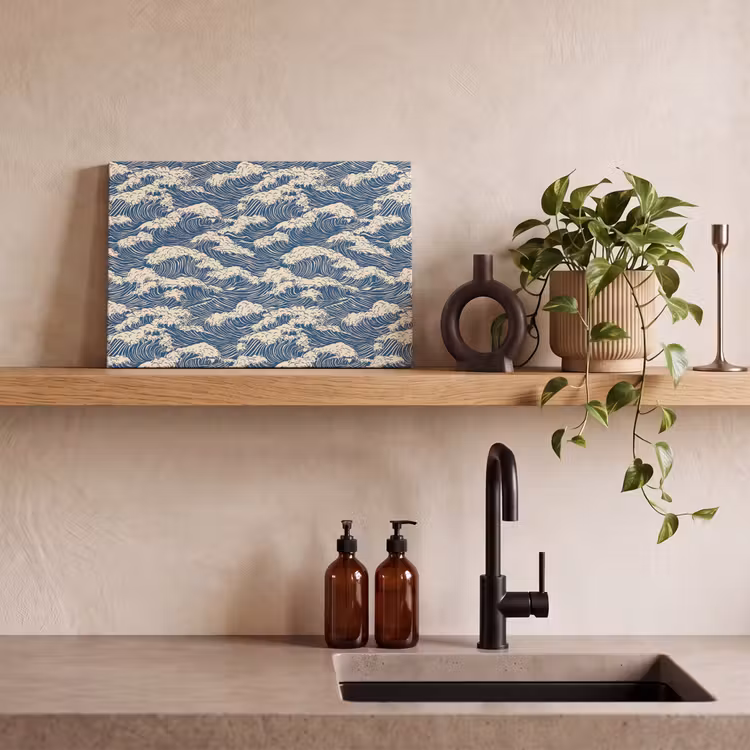 Golven - Klassiek - Blauw canvas 2cm klein 34 -sfeer3