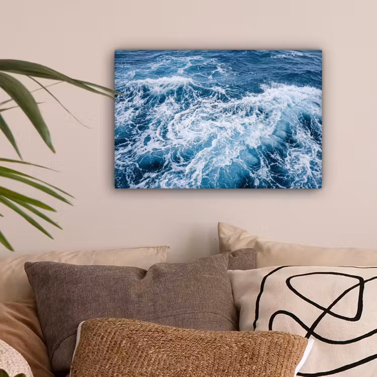 Golven - Oceaan - Blauw canvas 2cm klein -sfeer1