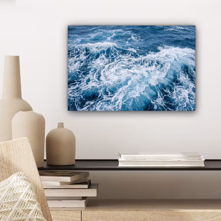 Golven - Oceaan - Blauw canvas 2cm klein -sfeer6