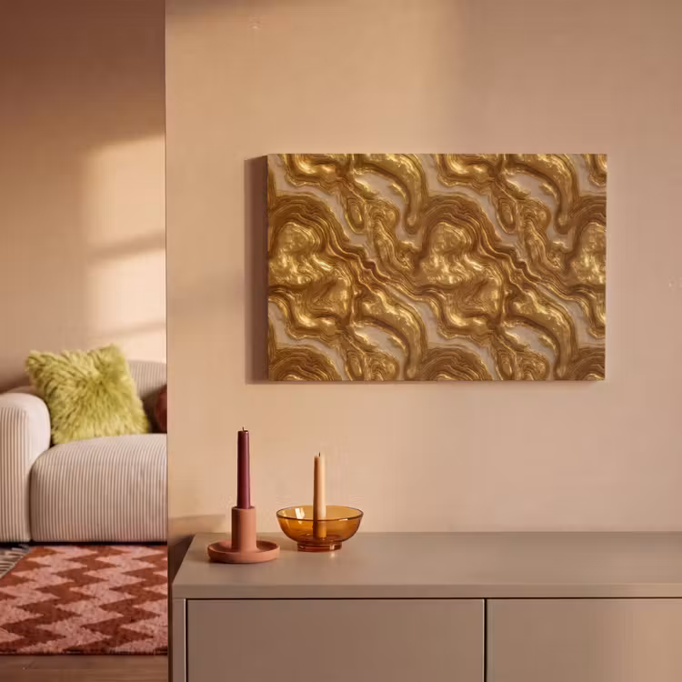 Golven - Organisch - Goud - Crème canvas 2cm klein 34 -sfeer1