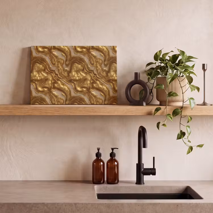 Golven - Organisch - Goud - Crème canvas 2cm klein 34 -sfeer3