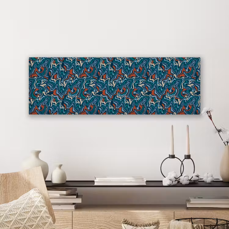 Golven - Retro - Blauw - Patroon canvas 2cm klein 828 -sfeer6