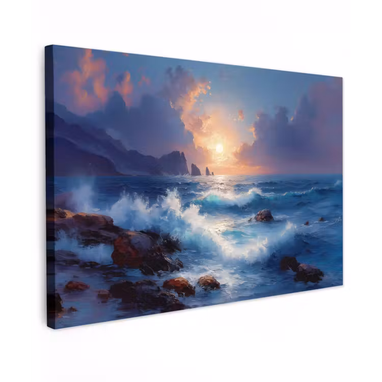 Golven - Zee - Kleurrijk - Rotsen canvas 2cm klein -z3d