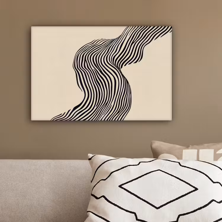 Golvend - Lijnen - Abstract - Silhouet canvas 2cm klein -sfeer3
