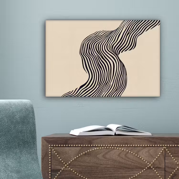 Golvend - Lijnen - Abstract - Silhouet canvas 2cm klein -sfeer4