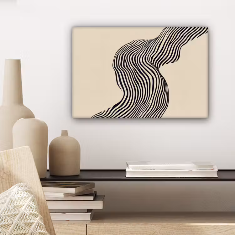Golvend - Lijnen - Abstract - Silhouet canvas 2cm klein -sfeer6