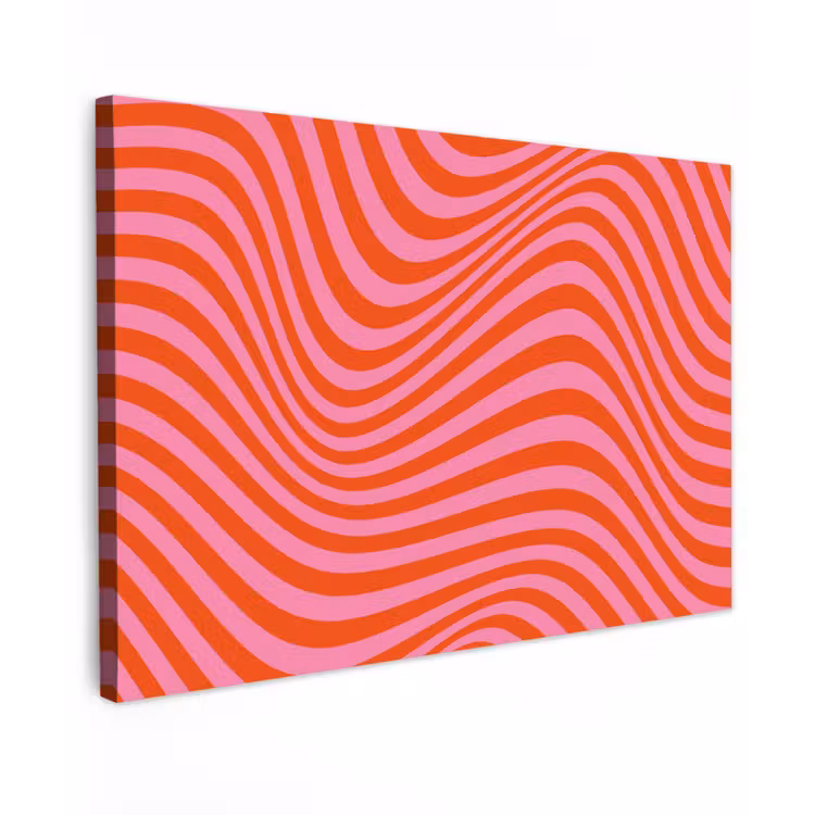 Golvend patroon - Rood - Roze - Lijnen canvas 2cm klein -z3d