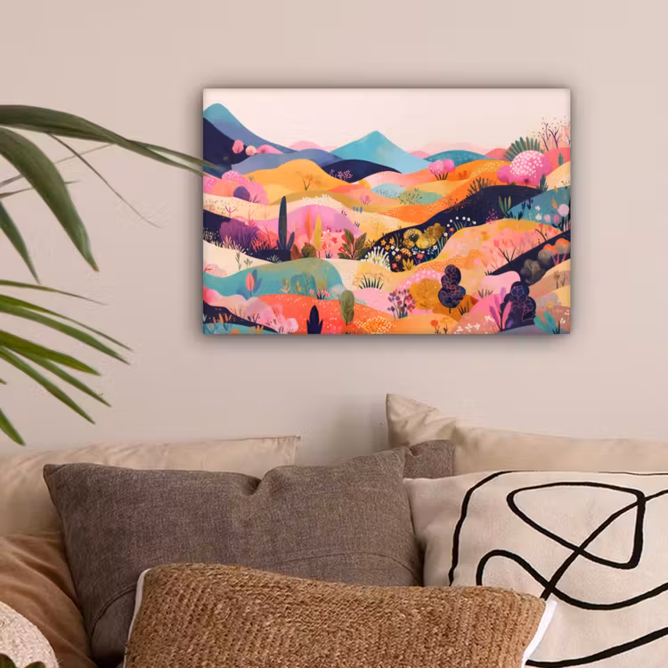 Golvende heuvels - Abstracte planten - Dromerig canvas 2cm klein -sfeer1