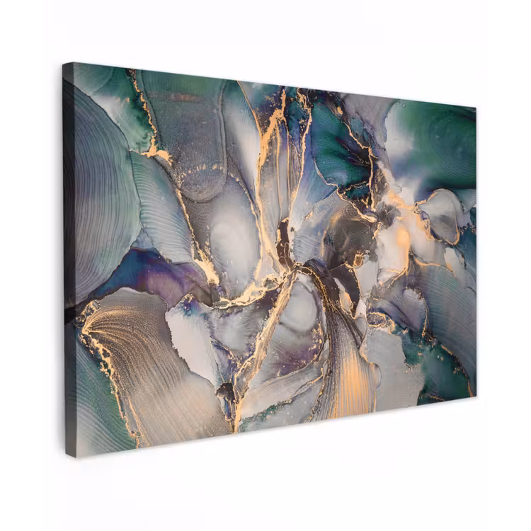 Goud - Blauw - Marmer canvas 2cm klein -z3d