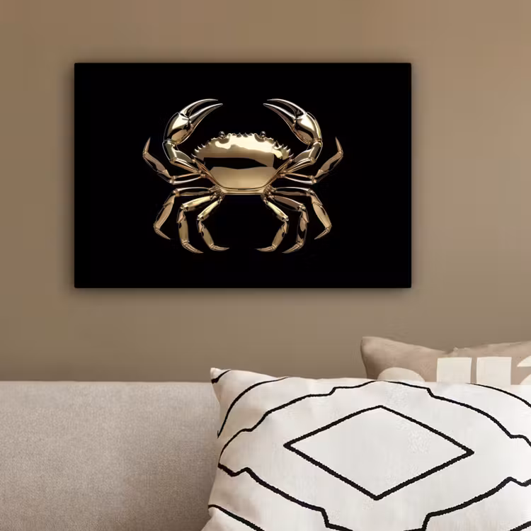 Goud - Krab - Dieren - Zwart canvas 2cm klein -sfeer3