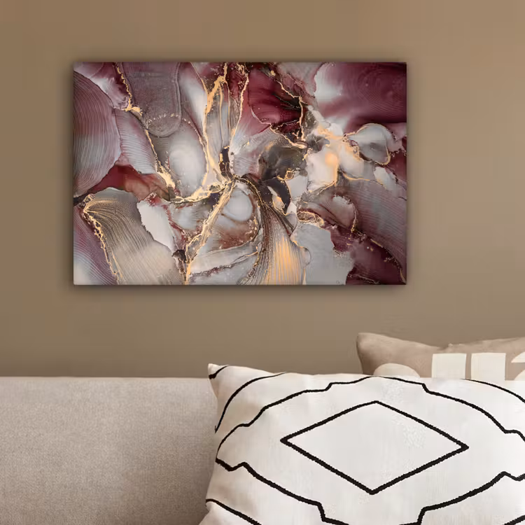 Goud - Marmer - Paars canvas 2cm klein -sfeer3