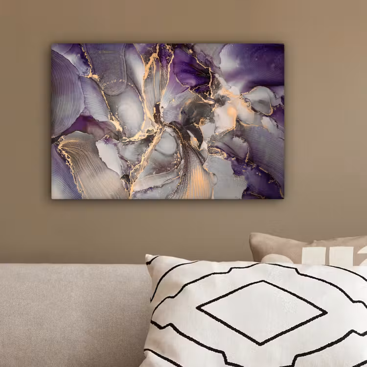 Goud - Paars - Marmer canvas 2cm klein -sfeer3