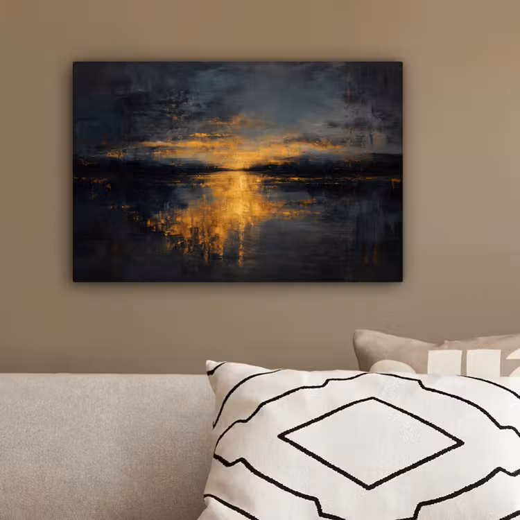 Gouden Reflectie op Water canvas 2cm klein -sfeer3
