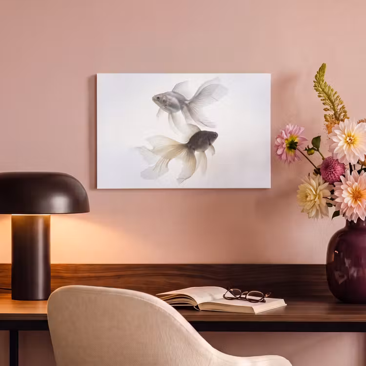 Goudvissen - Modern - Wit canvas 2cm klein -sfeer4