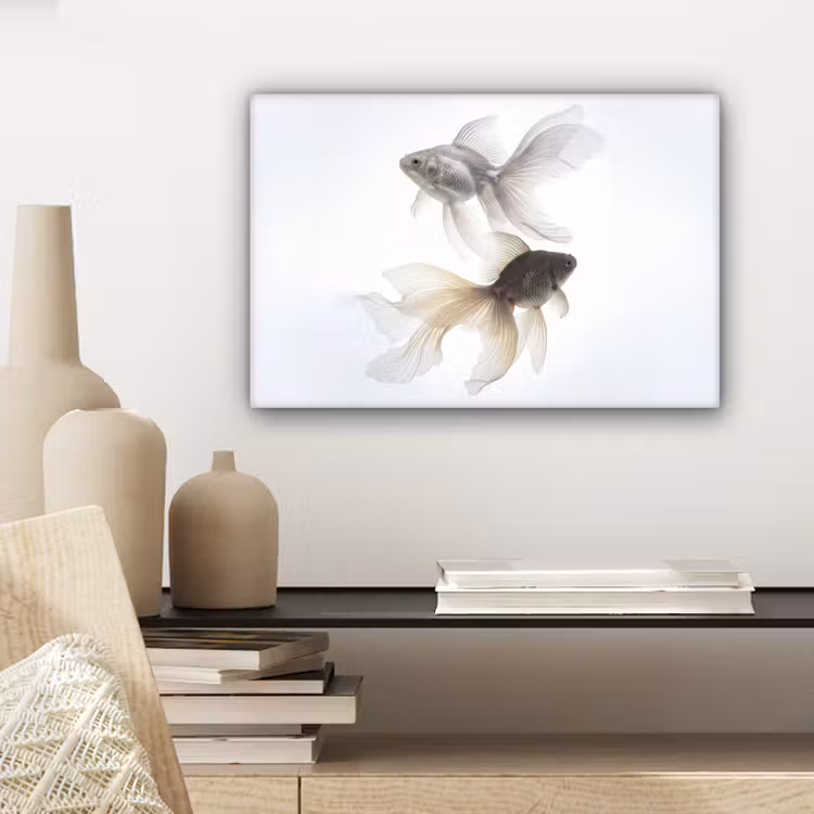 Goudvissen - Modern - Wit canvas 2cm klein -sfeer6