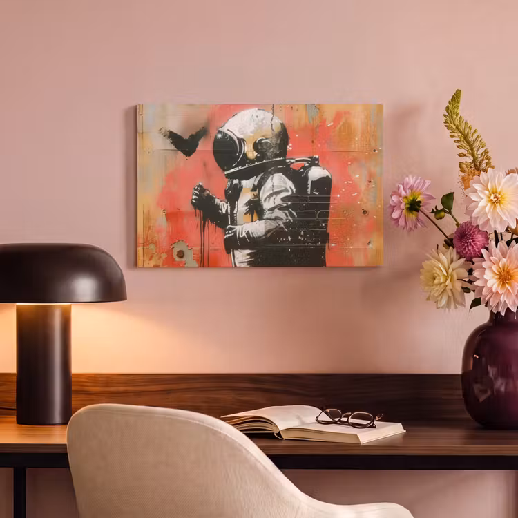 Graffiti - Astronaut - Street art - Ruimte - Banksy canvas 2cm klein -sfeer4
