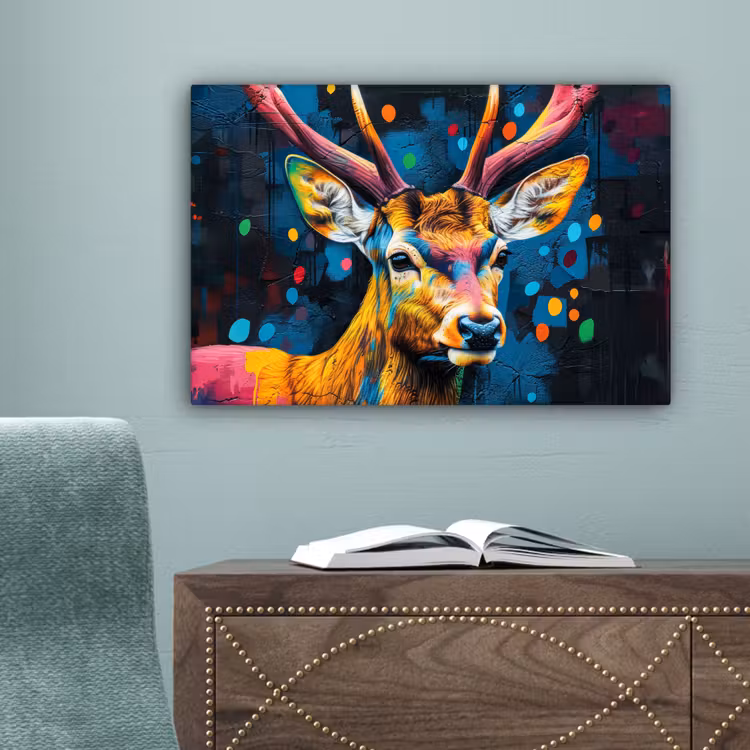 Graffiti - Hert - Dier - Kleurrijk canvas 2cm klein -sfeer4
