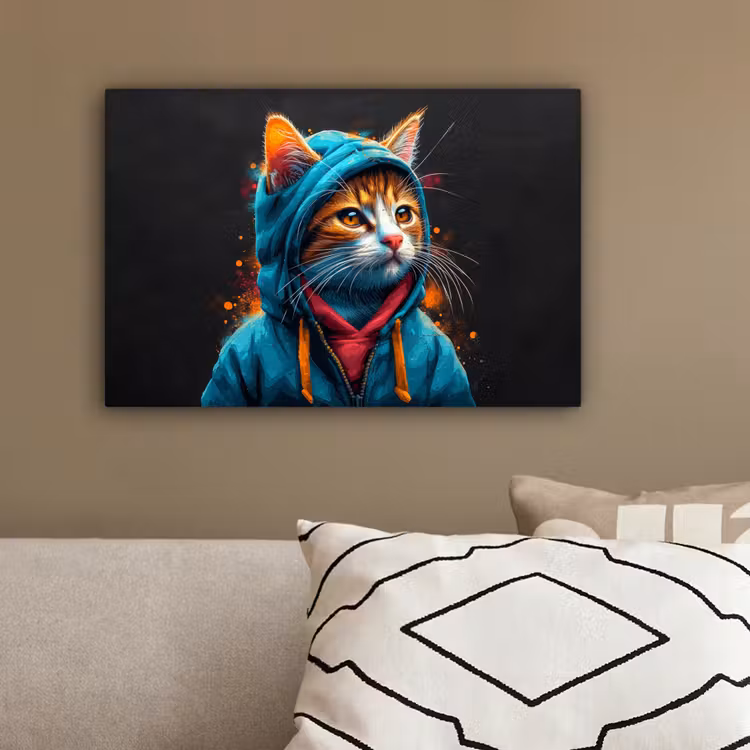 Graffiti - Kat - Zwart - Jas canvas 2cm klein -sfeer3