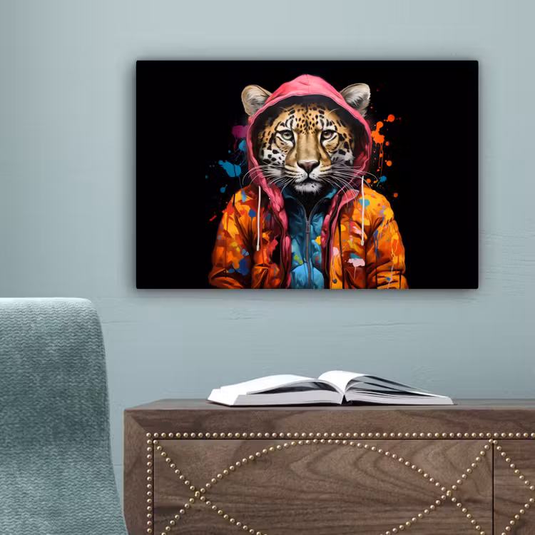 Graffiti - Luipaard - Zwart - Jas canvas 2cm klein -sfeer4