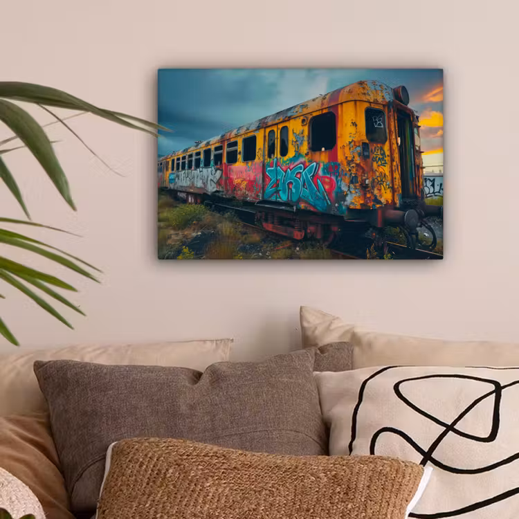 Graffiti - Trein - Street art - Verlaten canvas 2cm klein -sfeer1