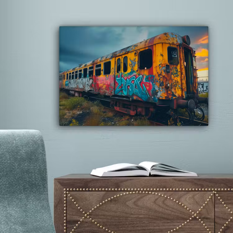 Graffiti - Trein - Street art - Verlaten canvas 2cm klein -sfeer4