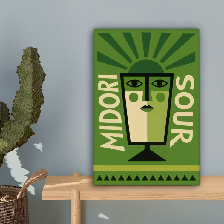 Grafisch - Art - Cocktail - Groen canvas 2cm klein -sfeer4