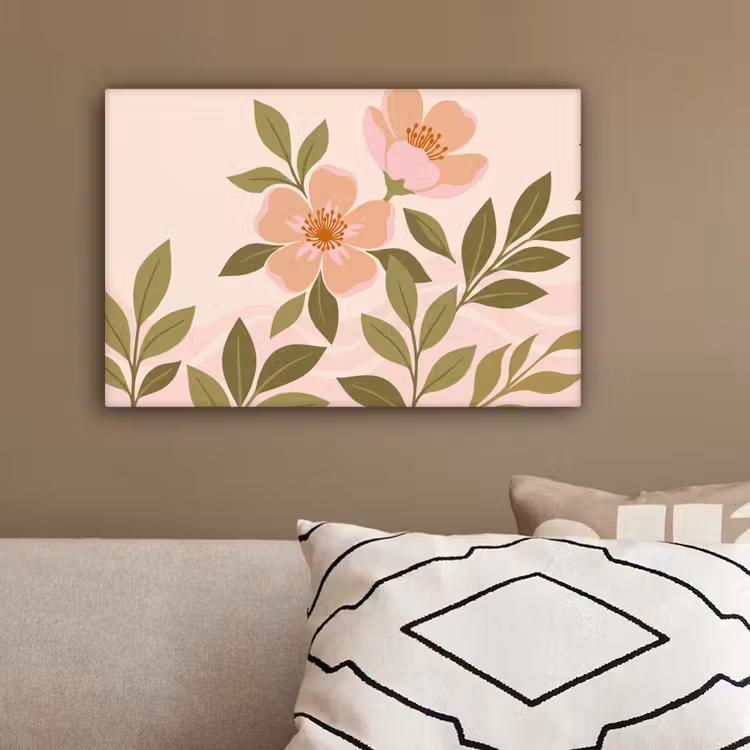 Grafisch - Bloemen - Roze canvas 2cm klein -sfeer3