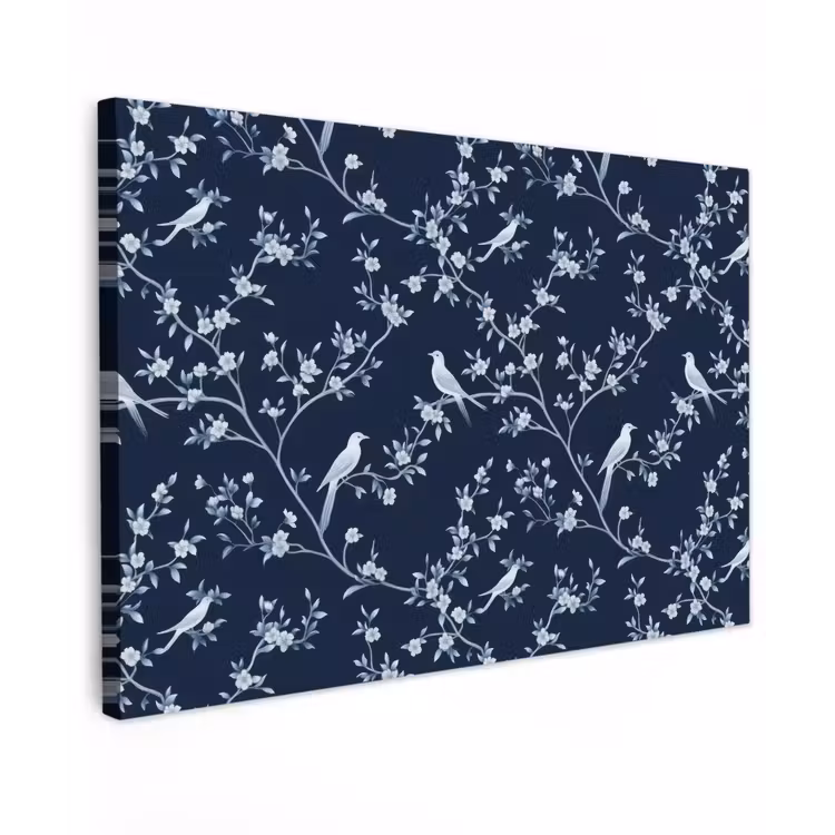 Grafisch - Bloesemtak - Blauw canvas 2cm klein 34 -z3d