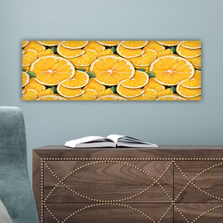 Grafisch - Citroenschijven - Blaadjes canvas 2cm klein 828 -sfeer4
