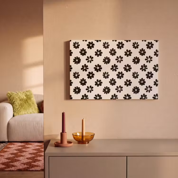 Grafisch - Madeliefjes - Zwart - Beige canvas 2cm klein 34 -sfeer1