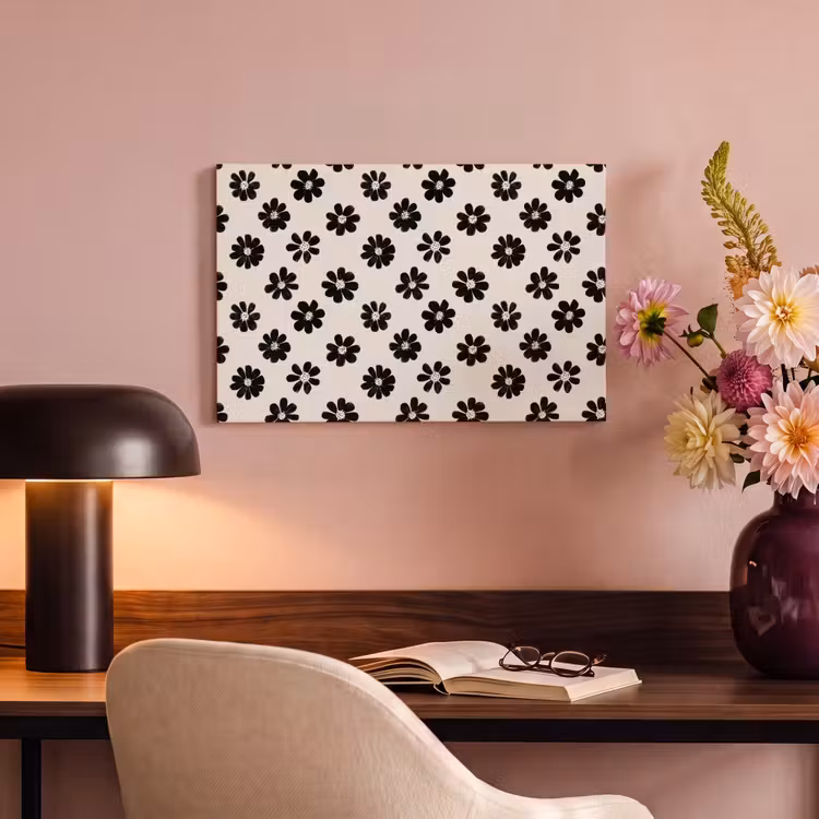 Grafisch - Madeliefjes - Zwart - Beige canvas 2cm klein 34 -sfeer4